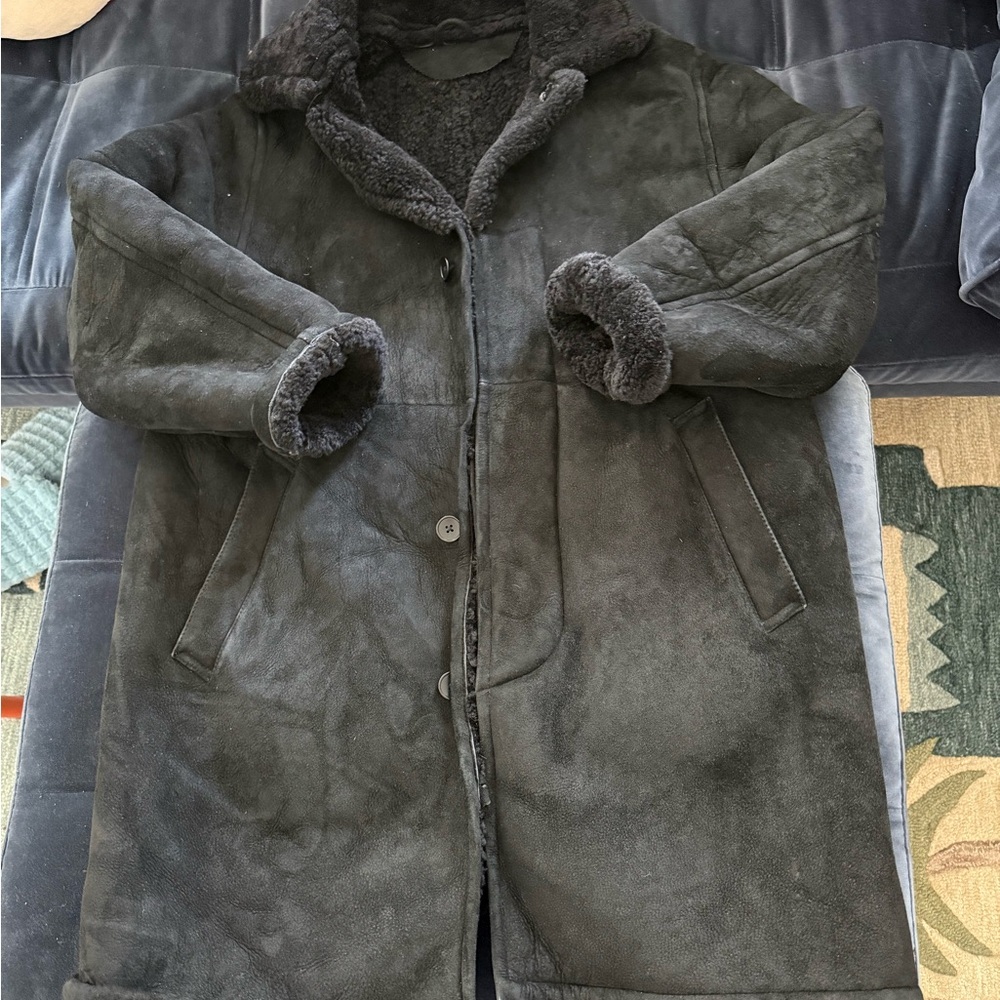 Black oversize warm winter coat